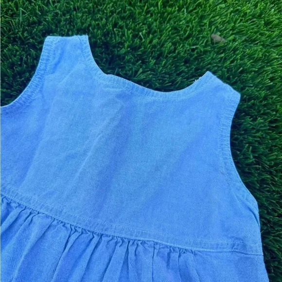 Vintage Kids Girls Honors Cotton Denim Floral Spring Jumper Dress Size 4T - Picture 6 of 6